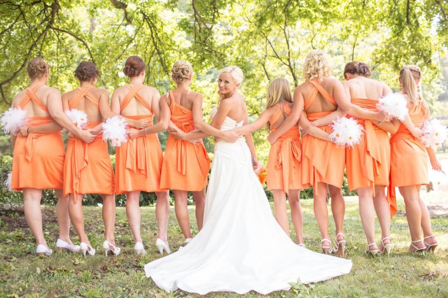 Hochzeit - Orange Convertible Dress...Bridesmaids, Date Night, Cocktail Party, Prom, Special Occasion, Beach, Vacation