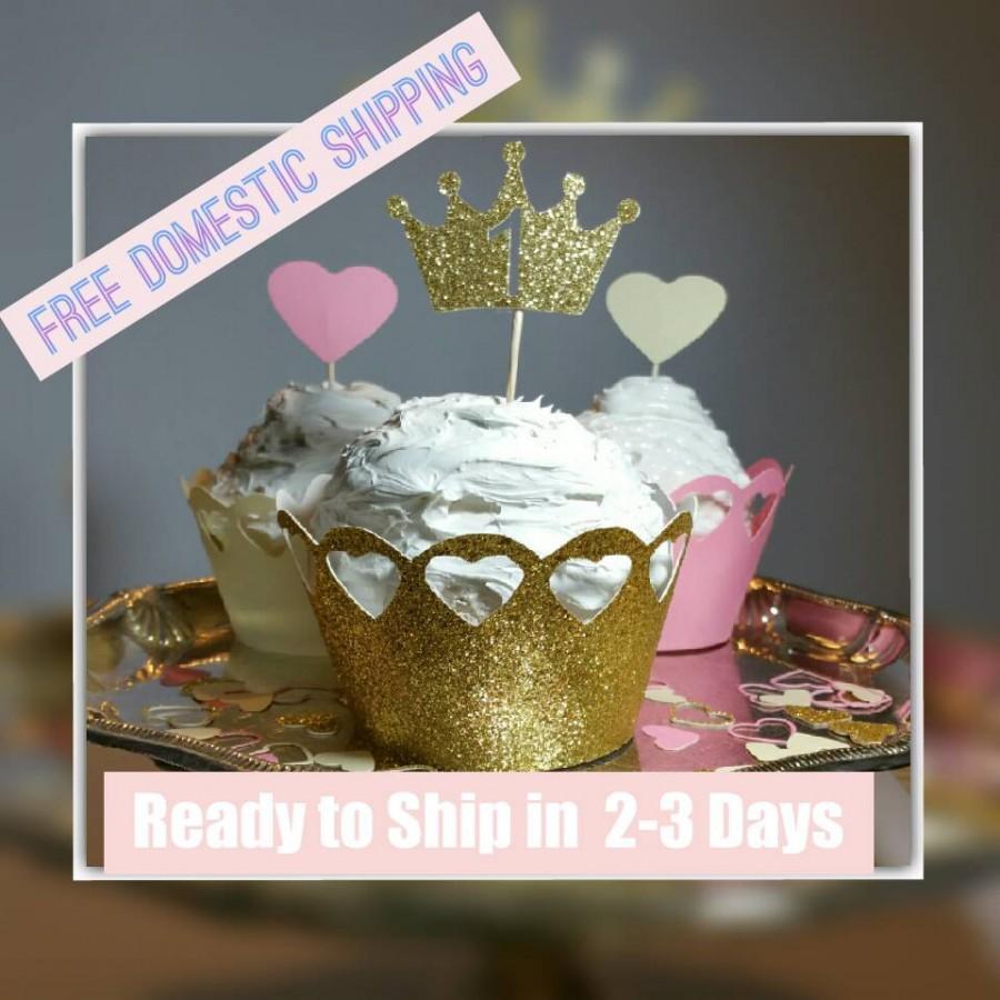 Hochzeit - Customizes 12 Princess Cupcake Toppers, Princess Birthday decorations, Birthday cake toppers, Princess party, Princess Tiara Cupcake