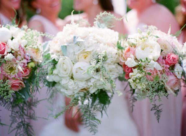 زفاف - White Peony Bouquet With Pink