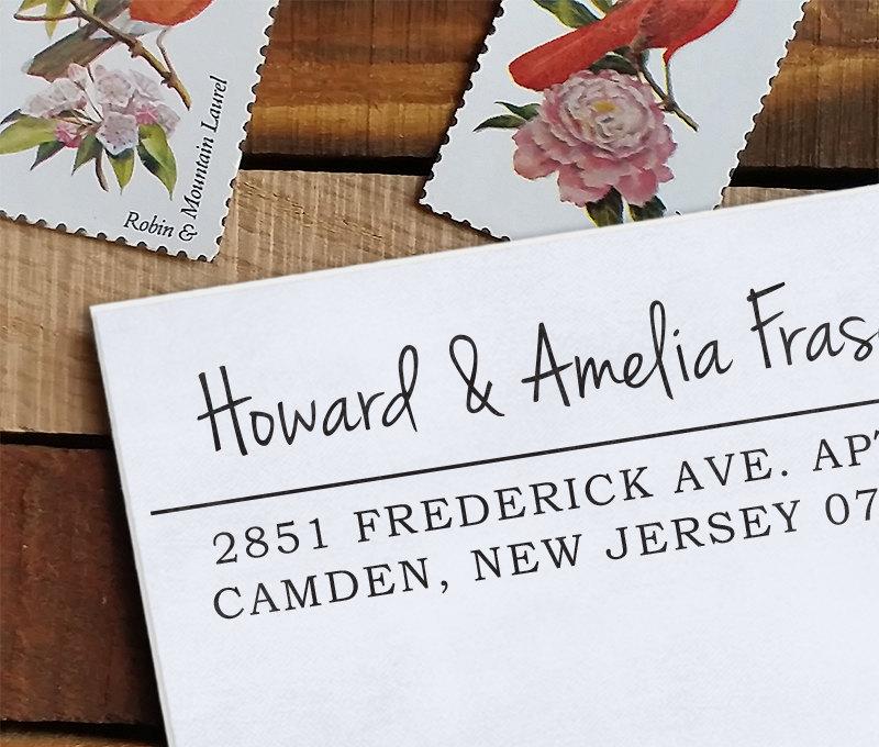 زفاف - Custom Address Stamp, Return Address Stamp, Wedding address stamp, Calligraphy Address Stamp, Self Inking Stamp - Amelia