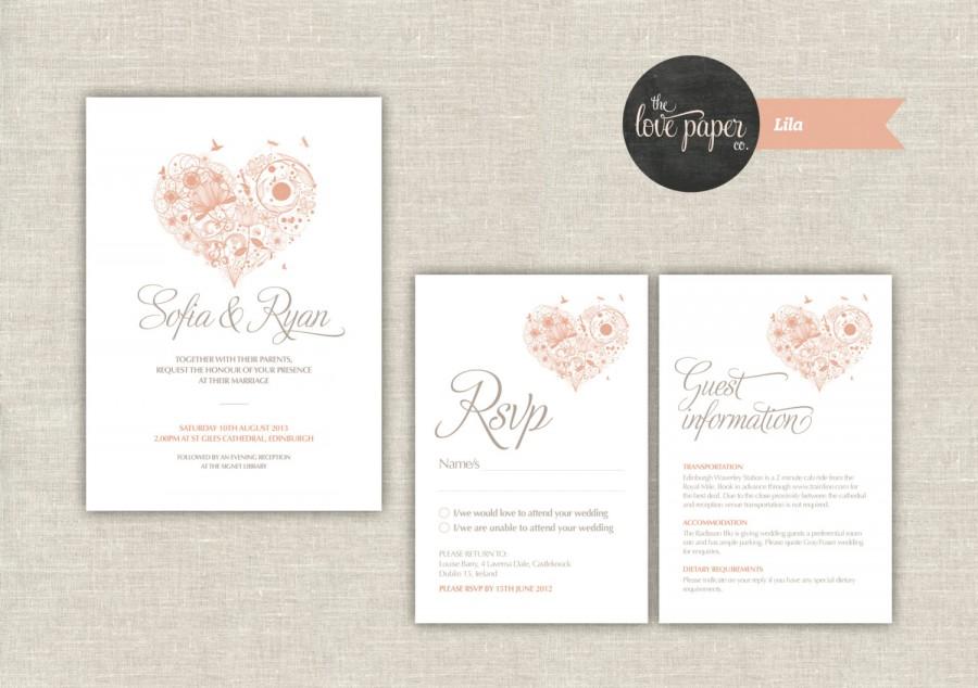Свадьба - Wedding Invitation Suite - Digital Printable File - Lila Wedding Range - DIY Wedding Invite PDF