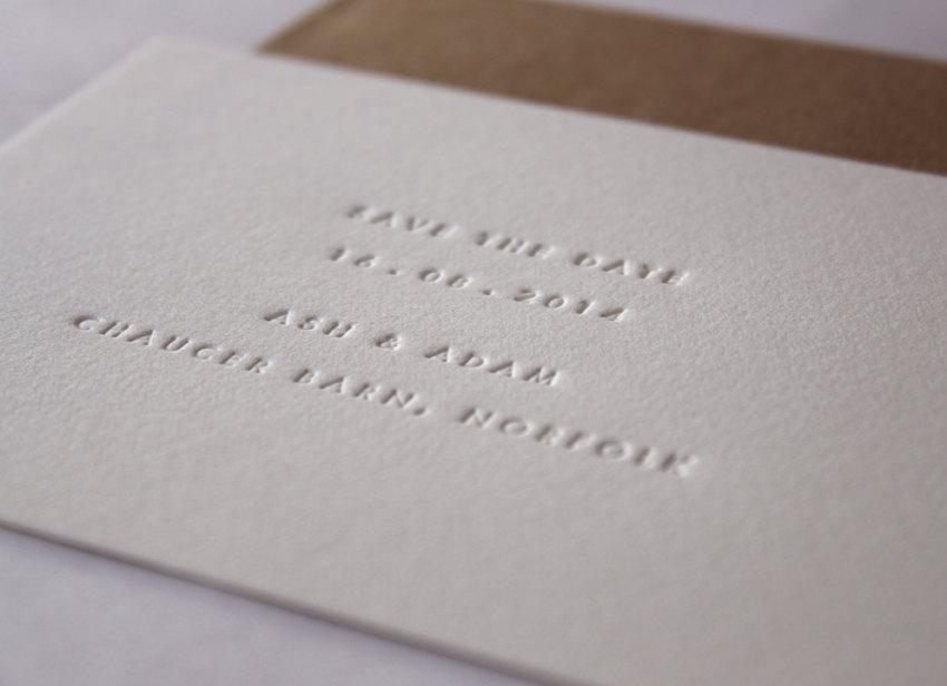 Mariage - Inkless save the Date Cards // Set of 45. Made to order - blind debossed letterpress