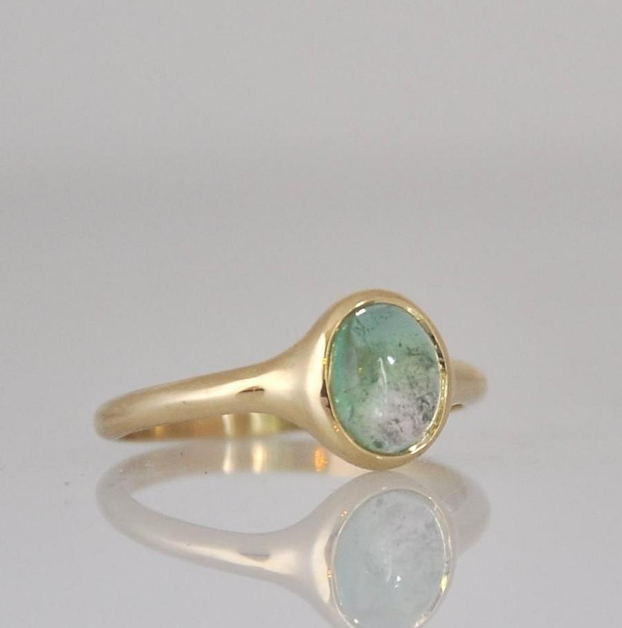 زفاف - Green Tourmaline Ring , Engagement Gemstone Ring ,  14k Gold Ring , Fine Jewelry Ring
