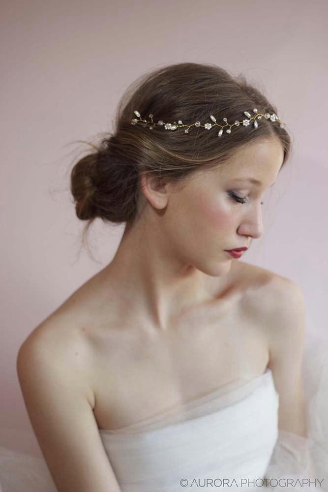 زفاف - Wedding Hair Vine,Bridal Hair Accessories,Beaded Pearl Piece,Gold Flower Crown,Floral Twig Headpiece,Bride Head Wrap,Wedding Forehead Band