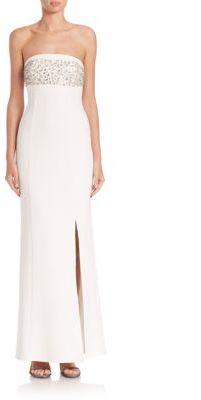 Mariage - Laundry by Shelli Segal PLATINUM Halloway Strapless Drape-Back Gown