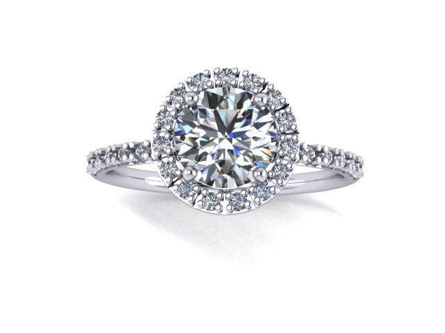 زفاف - Halo Moissanite Engagement Ring, Diamond Engagement Ring, Halo Ring, Wedding Ring, Promise Ring Right Hand Ring RE00059