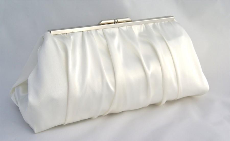زفاف - Ivory Bridal Clutch with Satin Ruffles for Bride or Bridesmaids Custom Design your own in various colors
