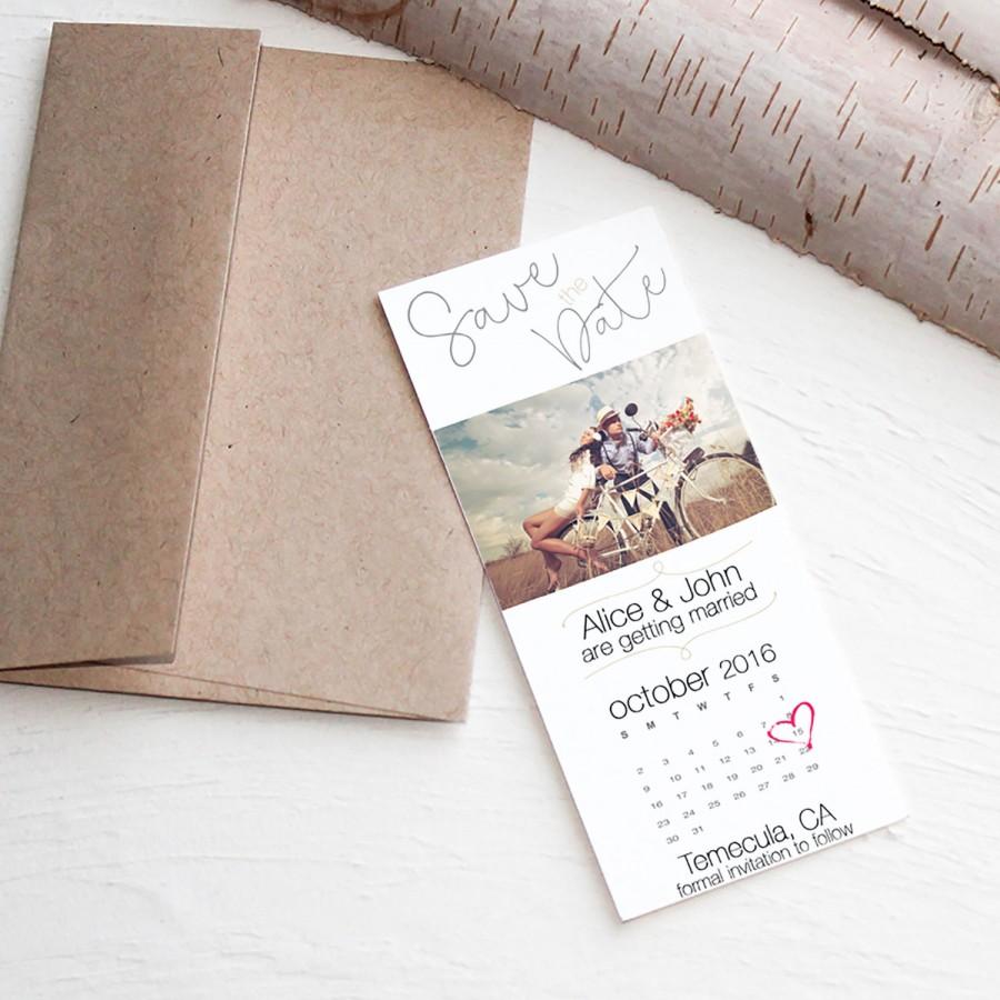 Hochzeit - Ticket Size Photo Calendar Save the Date Magnet 