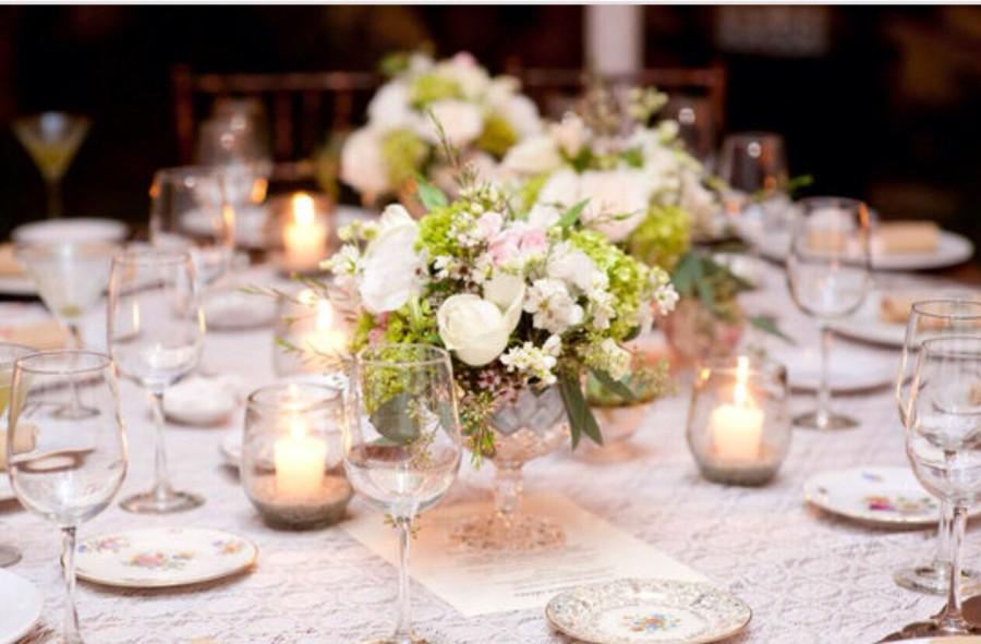 زفاف - Tablecloth /Ivory Lace Table Overlay, 65 in Wide x 72in Long, Etsy trends/ Weddings/Rustic weddings/tabletop decor/etsy finds/Wedding Decor
