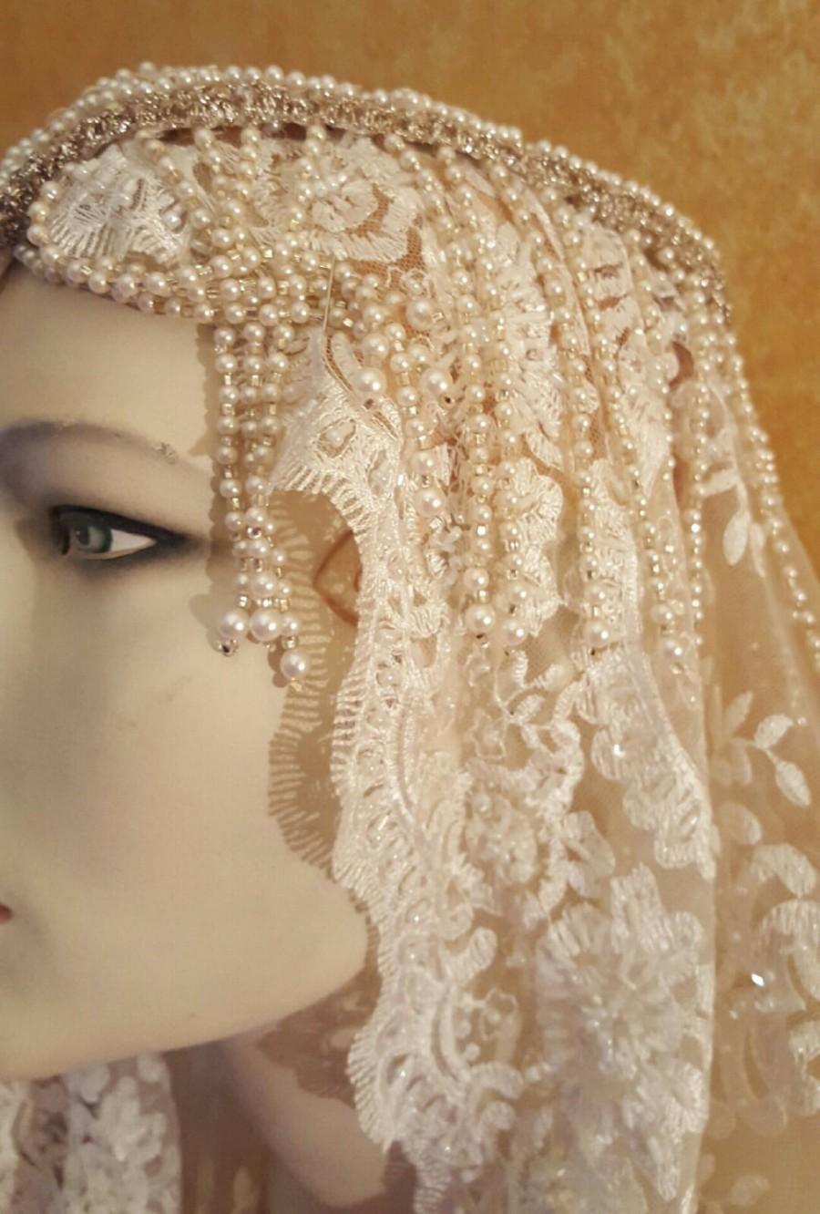 زفاف - Gatsby 20's Waterfall Ivory Silver Pearl Beaded Crystal Flapper Headpiece Hat Bridal Wedding Costume Party Theatrical Burlesque/More Colors