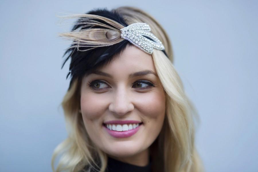 Свадьба - Great Gatsby headpiece, 1920s headband, flapper headband, peacock rhinestone, dresses, fascinator annees 20 1920s dresses, gatsby headpiece