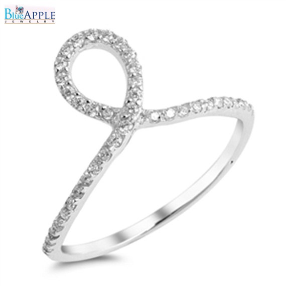 زفاف - Trends Solid 925 Sterling Silver Round Pave Brilliant Russian Diamond CZ Infinity Design Swirl Band Ring Band For Ring Fashion Jewelry Gift