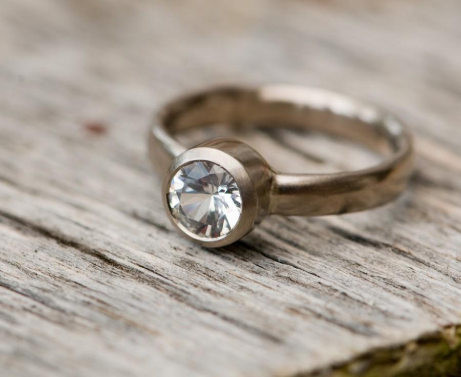 زفاف - Sapphire Engagement Ring - 18K White Gold Sapphire Ring - 18K White Gold Sapphire Engagement Ring - Made to Order - FREE SHIPPING