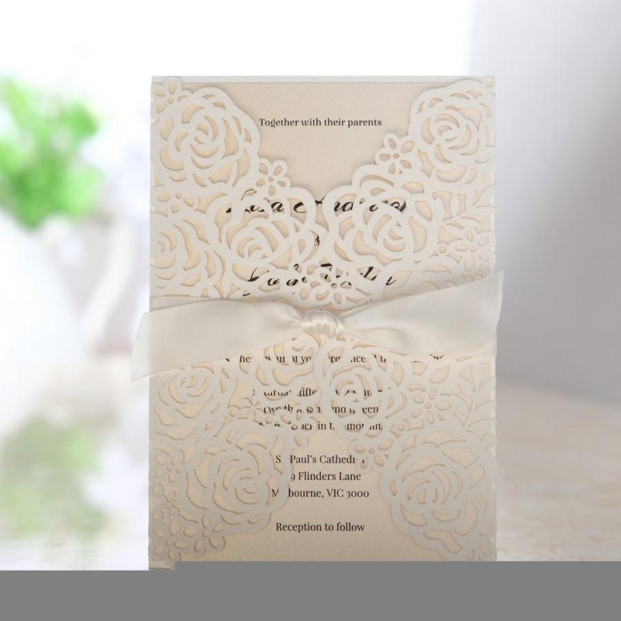 Mariage - Rose Wedding Laser Cut Wedding Invitations sample
