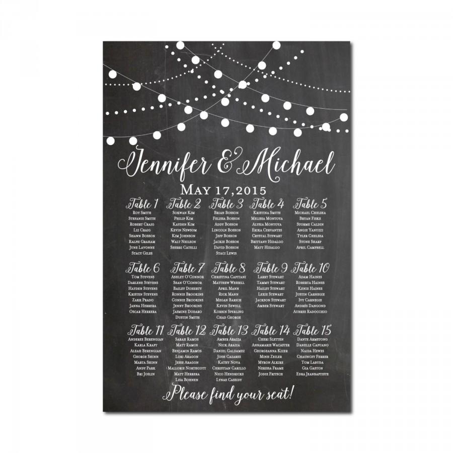 Mariage - Wedding Seating Chart - Chalkboard Wedding - String Lights - Printable Seating Chart - Seating Plan - Table Chart - Printable Seating Sign
