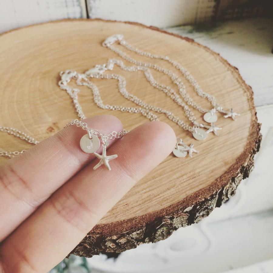 Свадьба - Starfish and Initial Bracelet - Sterling Silver Initial with Starfish Bracelet - Personalized Bracelet, Bridesmaid Gift - Everyday Jewelry