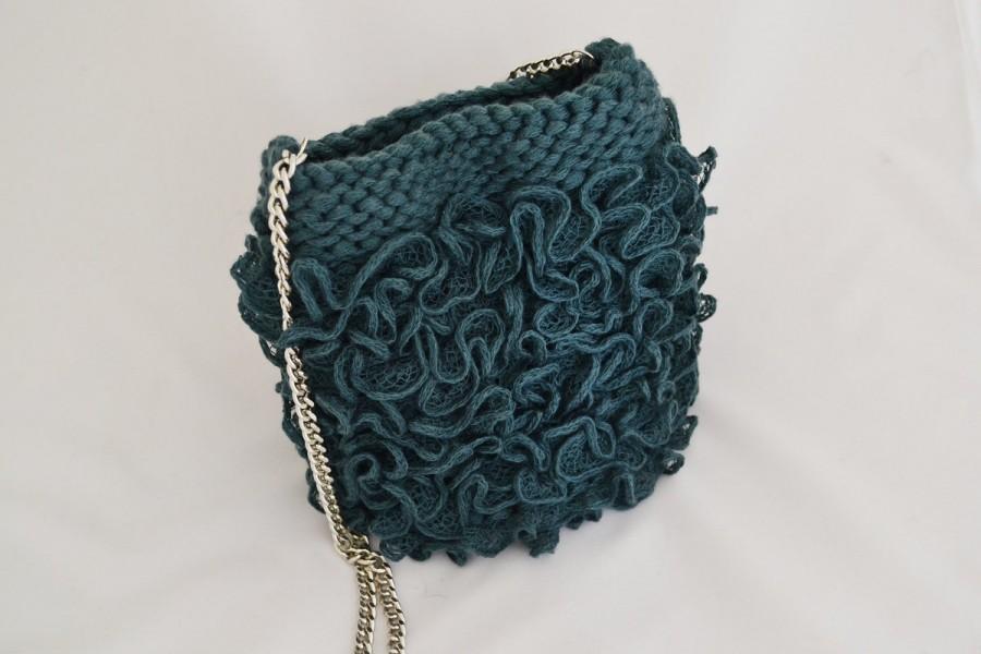 Hochzeit - Evening purse, emerald bag Teal wedding purse, ruffle purse, Bridesmaids's Gift,