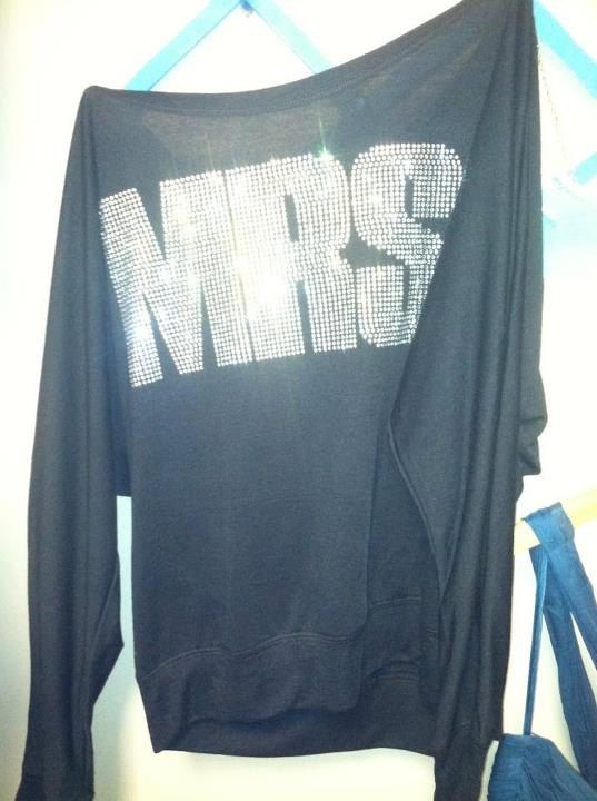 Mariage - Mrs, Off The Shoulder Rhinestone Shirt