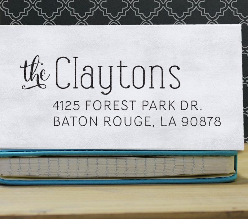 Hochzeit - Custom Address Stamp, Return Address Stamp, Wedding address stamp, Self inking address stamp, Personalized Stamp - Clayton
