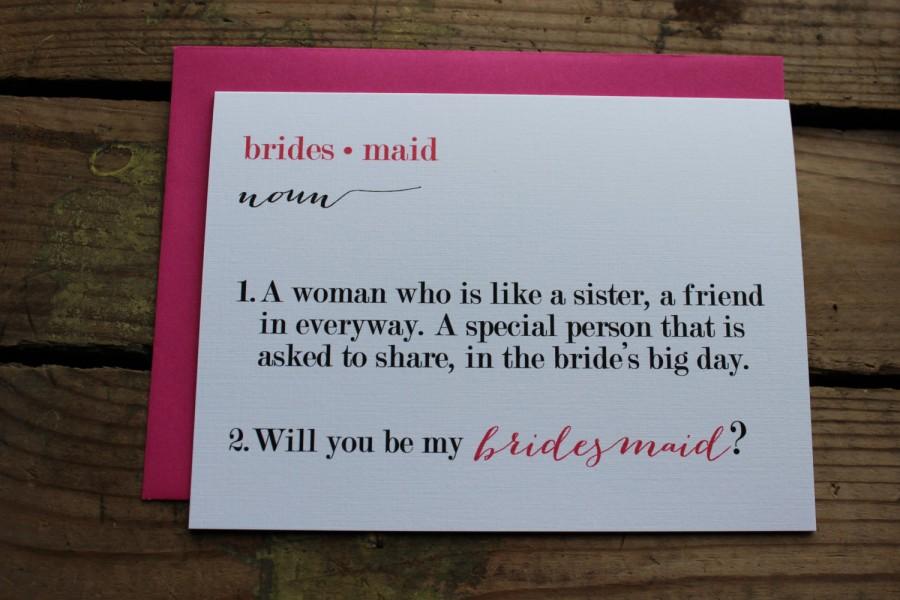 Mariage - Will you be my Bridesmaid, Matron/Maid of Honor, Wedding Party Card, Card with Envelopes - Set of 5