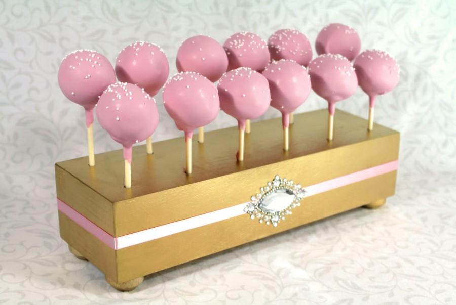 Hochzeit - Gold Cake Pop Stand. Wedding Cake Pop Holder. Cake Pop Stand. Gold & Pink Wedding Decor. Cake Pop Display. Cake Pops. Lollipop Stand