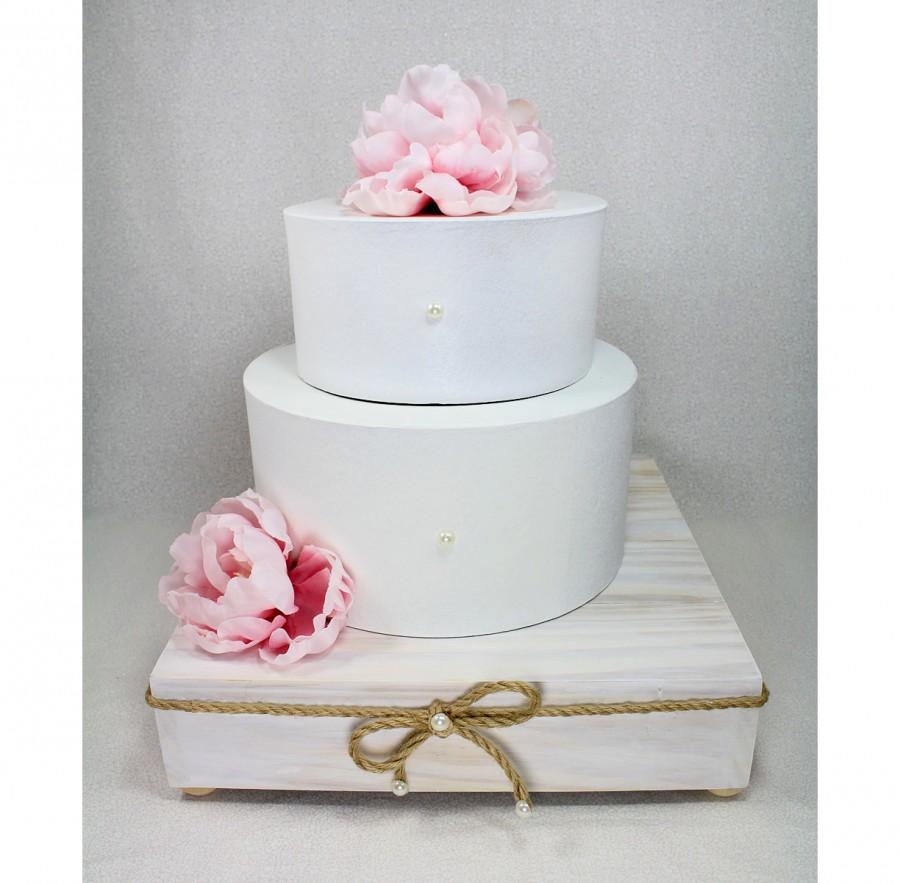 زفاف - Rustic Chic Square Wooden Wedding Cake Stand. Jute Twine, Pearl. Cupcake Stand Display. Rustic Chic Cake Box. Cake Table Decor. Cottage Chic