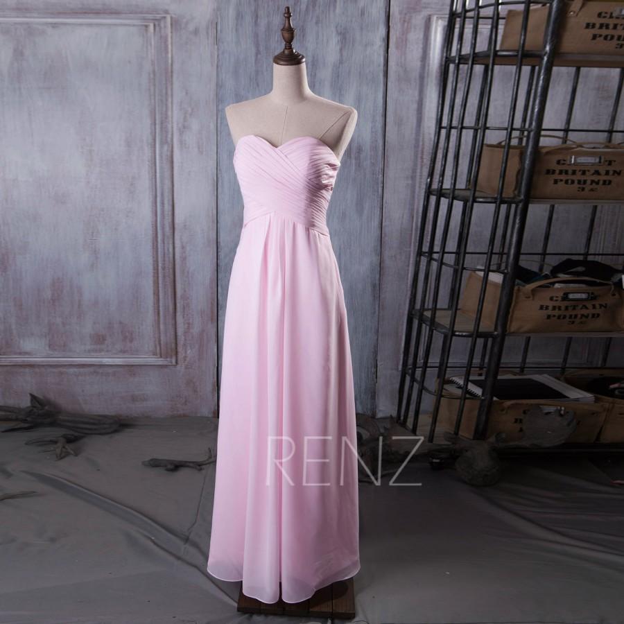 زفاف - 2015 Light Pink Bridesmaid dresses, Wedding dress, Chiffon Party dress, Sweetheart Formal dress, Strapless Prom dress floor legnth (B066C)