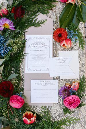 Hochzeit - Elegant White And Grey Wedding Invitation Suite 