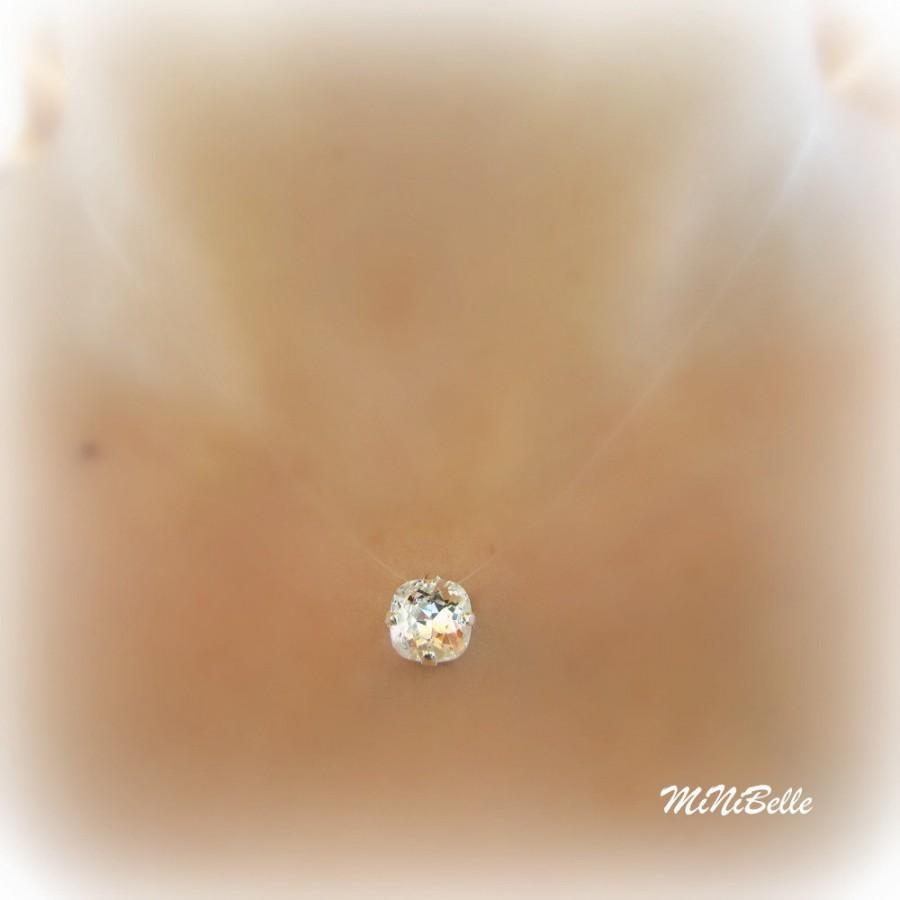 Wedding - Crystal Floating Necklace. Illusion Necklace. Bridal Illusion Necklace. Swarovski Rhinestone Illusion Necklace