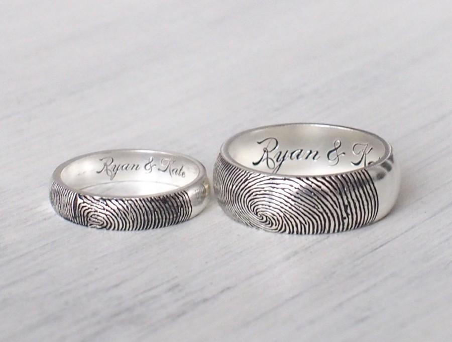 زفاف - Set of 2 Actual Fingerprint Rings - Personalized Couple Rings - Couple Jewelry - Promise Rings - Personalized Jewelry - FR03FM