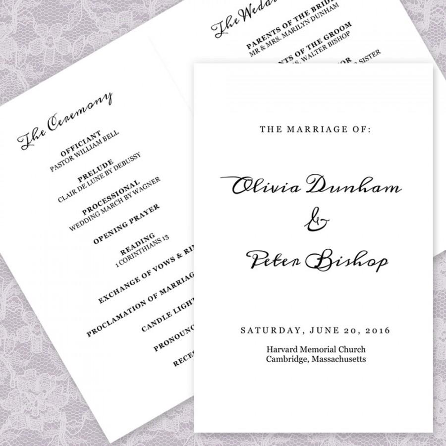 Wedding - Printable Wedding Program Template 