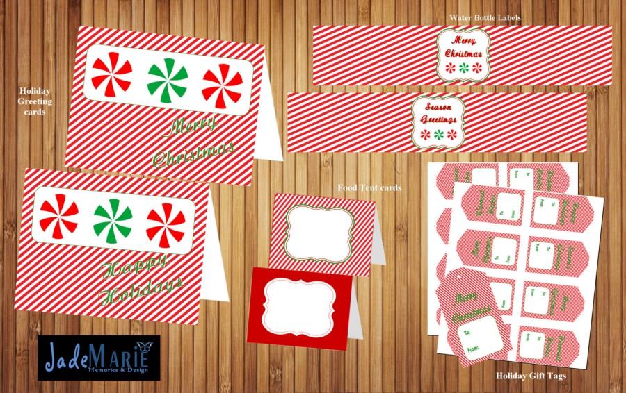 Свадьба - Christmas/ Holiday Printables- Gift tags, water bottle labels, Christmas greeting cards, Christmas food tent labels