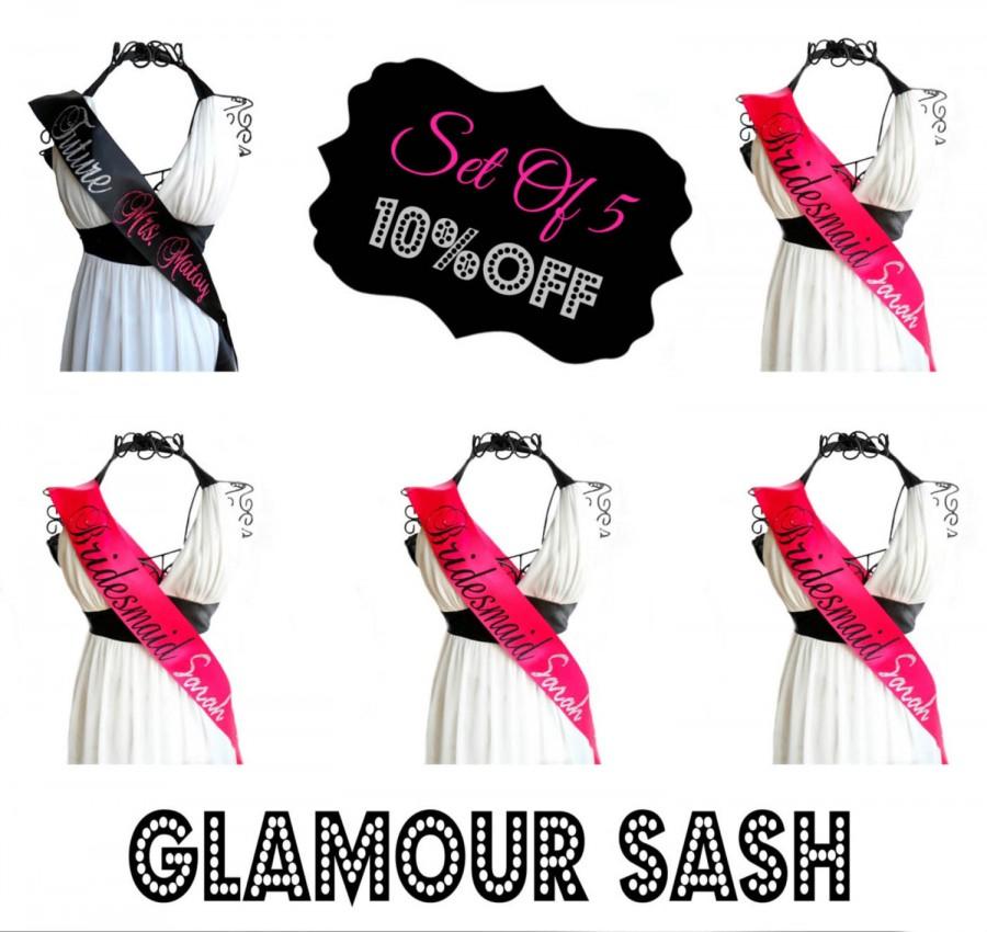 Wedding - Set of 5  Bachelorette Sashes You Choose Colors and Titles