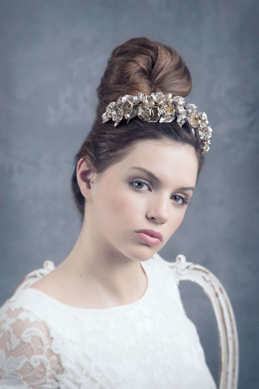 Hochzeit - Wedding headband. Bridal headpiece. Floral tiara. Floral bridal headpiece. Flower girl headpiece. Bridal headband. MOD517 bridal headpiece