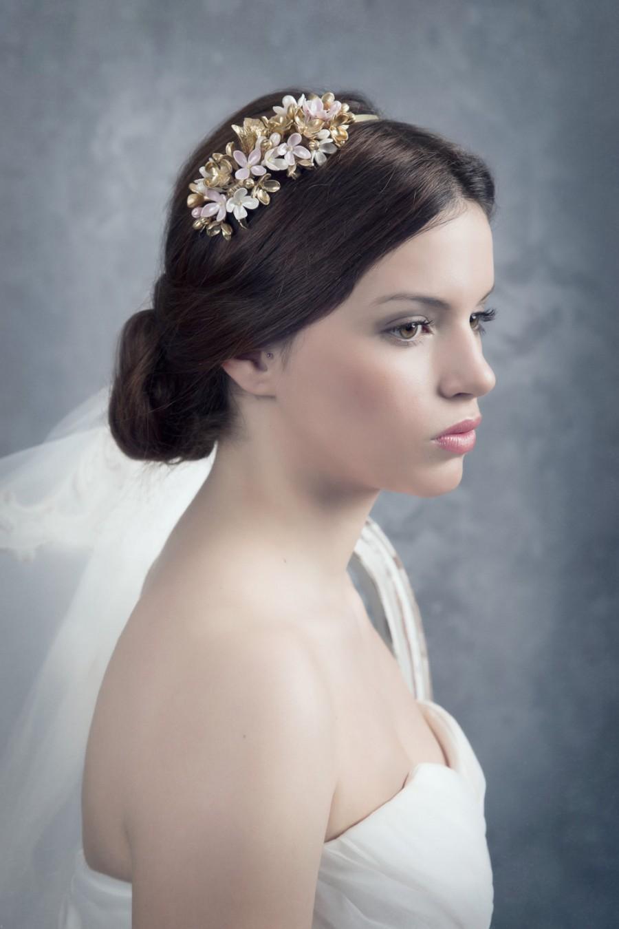 زفاف - Bridal tiara. Bridal tiara Bossoms. Floral wedding tiara. Bridal hair accessories. Floral tiara. Flower girl headpiece. MOD529 bridal headpiece