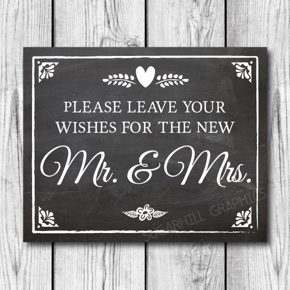 Hochzeit - Chalkboard Wedding Sign, Printable Wedding Sign, Wedding Leave Your Wishes Sign, Wedding Decor, Instant Download, Wedding Guest Book Sign