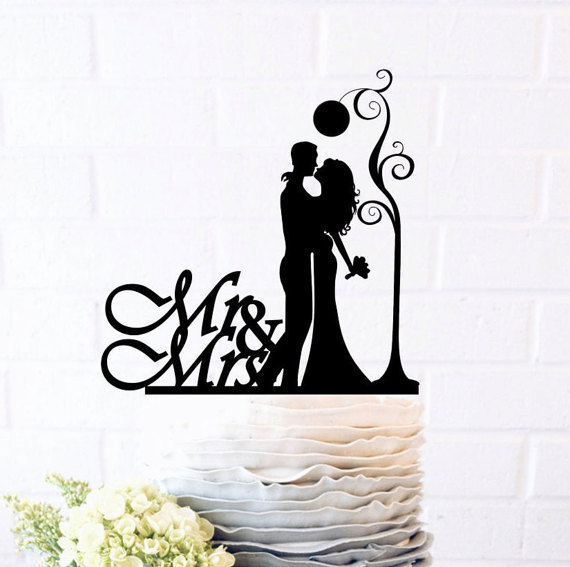 Mariage - Bride and Groom, Pure love, Empyrean love, Romantic filings, Wedding Cake Topper, Cake Decor, Silhouette Bride and Groom,