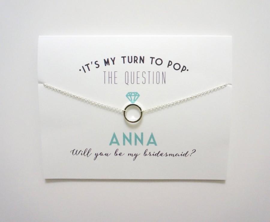 زفاف - Silver ~ Bridesmaid Card ~ Ring Charm Necklace ~ Bridesmaid Gift ~ Bridesmaid Proposal