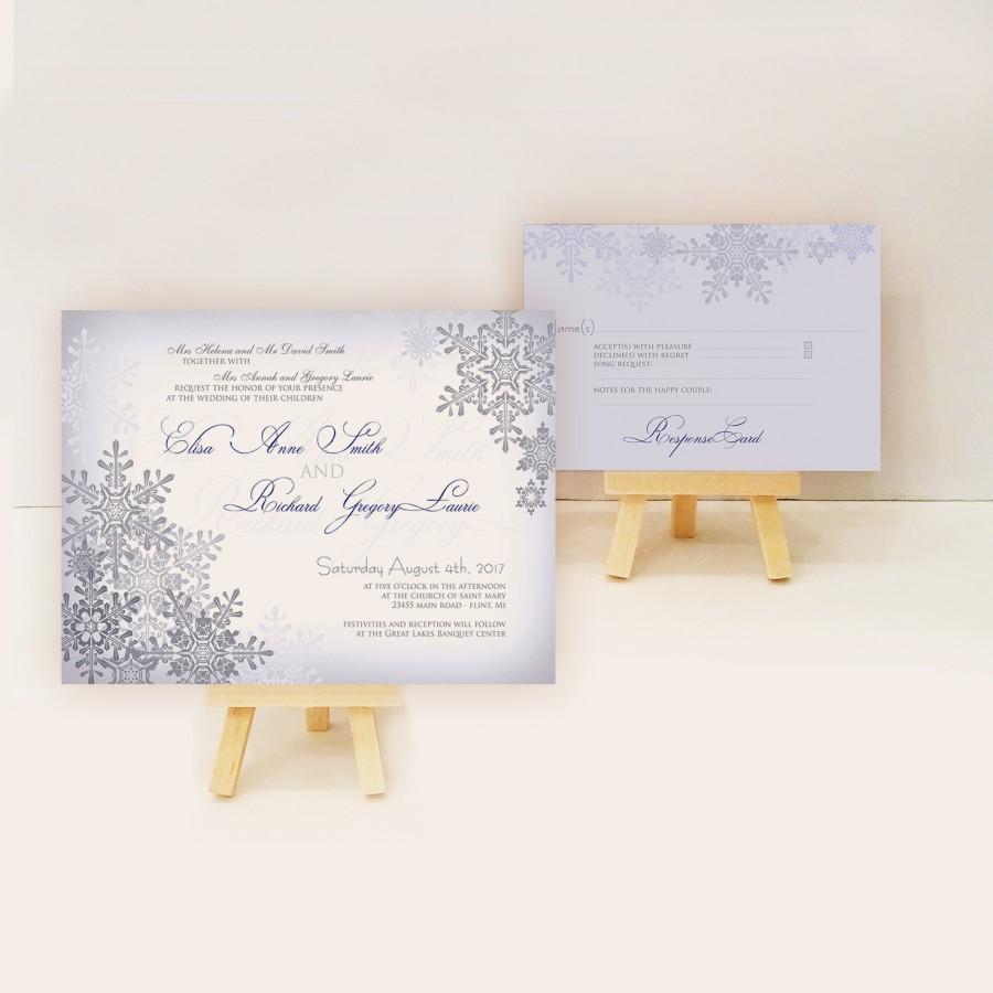 Hochzeit - Winter wedding invitations, snowflakes wedding invitation samples