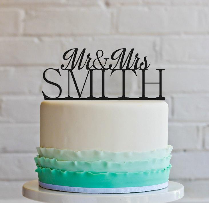 Wedding - Wedding Cake Topper. Mr&Mrs with your last name.