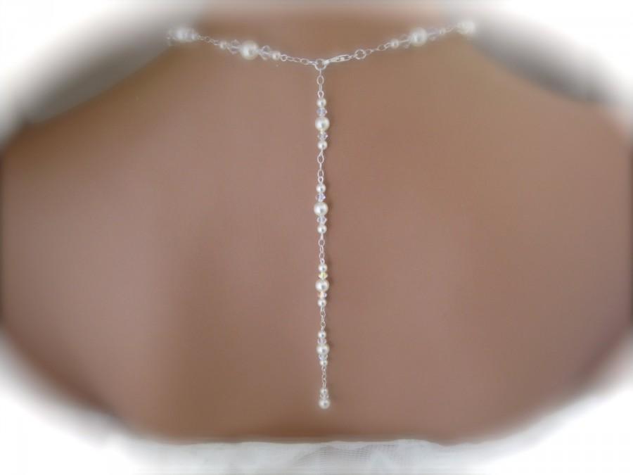 Hochzeit - Bridal Backdrop Necklace Wedding Jewelry Swarovski Ivory Pearl and Crystal Necklace Bridal Jewelry