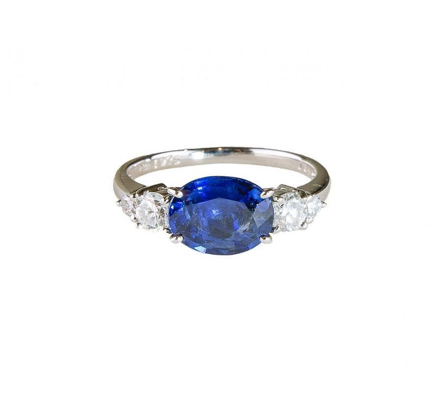 زفاف - Spectacular 2.34 ct. sapphire and diamond platinum ring