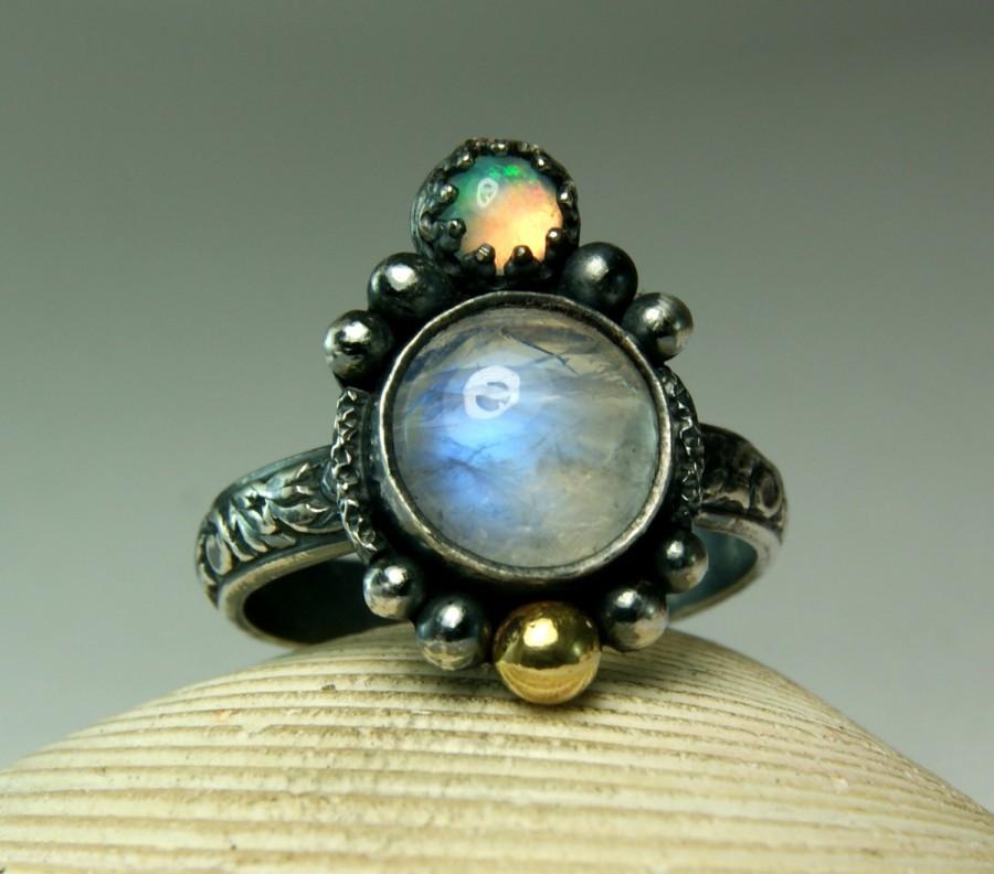 Wedding - Moonstone Ring- Vintage Style Blue Moonstone Jewelry, Moonstone Wedding Ring, custom size