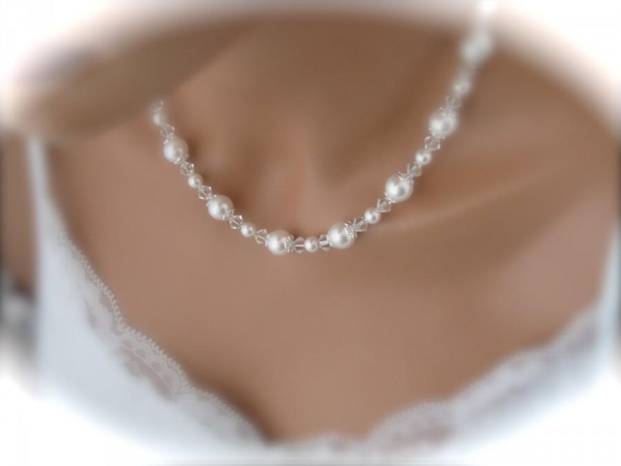 Hochzeit - bridal necklace wedding jewelry pearl necklace bridal jewelry Swarovski