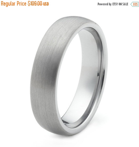 زفاف - ON SALE Mens Wedding Ring Tungsten With Brushed Finish - Comfort Fit