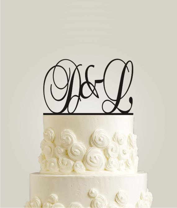 Mariage - Custom Wedding Cake Topper - Initial Cake Topper Personalized with Last Name Initial, Monogram Wedding Cake Decoration
