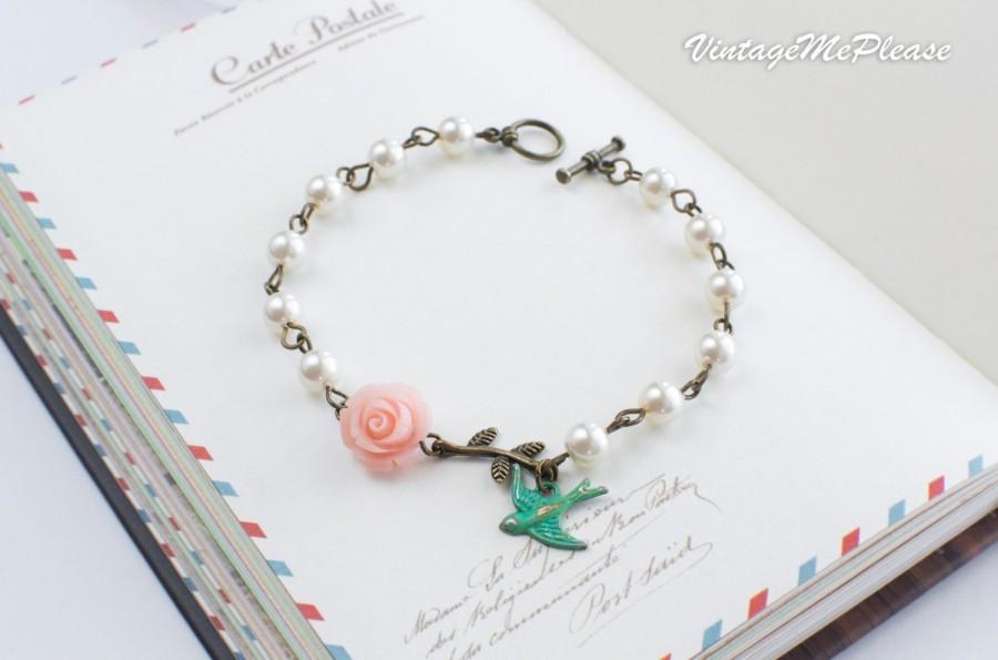 Hochzeit - Personalized Flower Girl Gift Bracelet Pearl Bridesmaids Bracelet Childrens Gift Bridesmaids Gifts Childrens Gift Personalized Jewelry