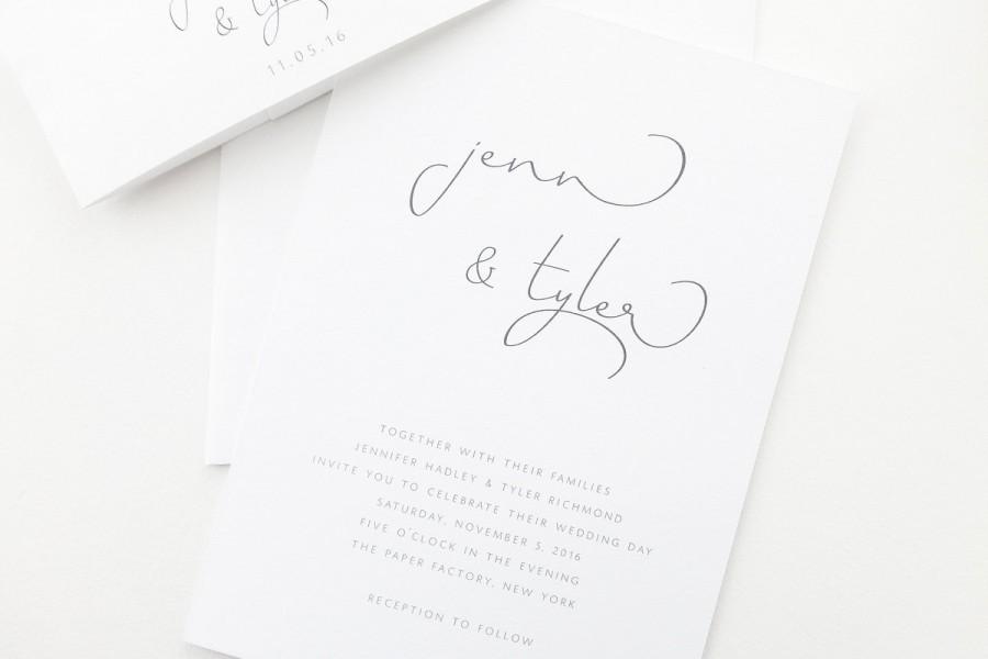 Свадьба - Jennifer Wedding Invitation Sample / Simple Wedding Invitations / Calligraphy Invitation / Minimalist Invite / Belly Band / Simple Invite