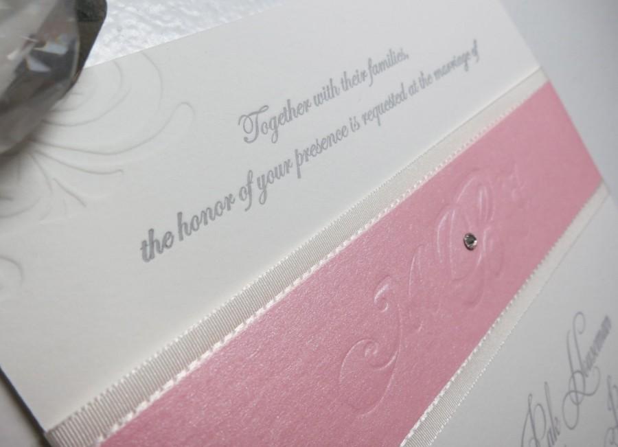 Hochzeit - letterpress, letterpressed, invitations, custom wedding, crystal, wedding invitation, pastel pink, metallic, DEPOSIT listing, new york city
