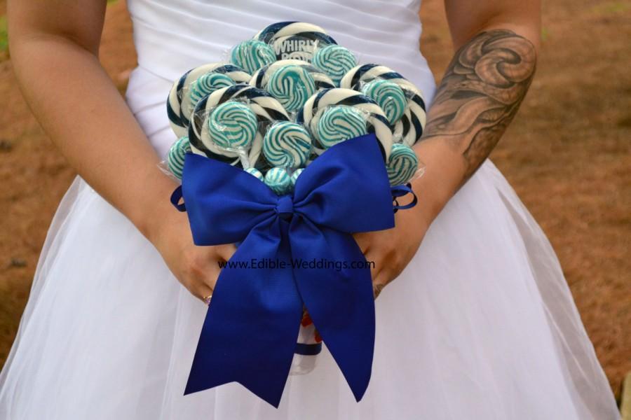 زفاف - Royal Blue Wedding Bouquet, Royal Blue, Bridal, Wedding, Bouquet, Lollipop Bouquet, Candy Bouquet, Something Blue, Blue Lollipop Bouquet